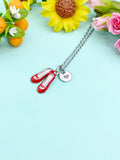 Silver Red Shoe Charm Necklace • Dainty High Heel Pendant • Fashion Lover Gift, N6719