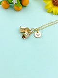 Gold Bellflower Charm Necklace • Dainty Campanula Pendant • Nature Lover Jewelry Gift, N6723