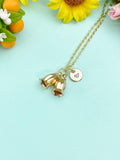 Gold Bellflower Charm Necklace • Dainty Campanula Pendant • Nature Lover Jewelry Gift, N6723