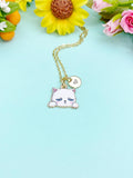 Gold Grumpy Cat Charm Necklace • Dainty Kitty Pendant • Funny Pet Lover Gift, N6724