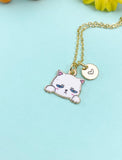 Gold Grumpy Cat Charm Necklace • Dainty Kitty Pendant • Funny Pet Lover Gift, N6724