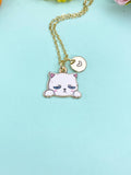 Gold Grumpy Cat Charm Necklace • Dainty Kitty Pendant • Funny Pet Lover Gift, N6724