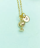 Gold Tellurion Globe Charm Necklace • Dainty Earth Pendant • Meaningful Science Lover Gift, N6730