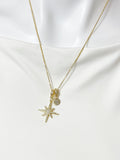 Gold Northstar Necklace with Cubic Zirconia Bail and Initial Pendant, N6798