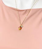 Gold Red Pomegranate Charm Necklace for Women, N6735