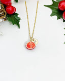 Gold Red Pomegranate Charm Necklace for Women, N6737