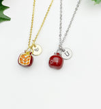 Gold or Silver Red Pomegranate Charm Necklace, N6738