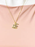 Gold Manual Coffee Bean Grinder Charm Necklace for Women, N6739