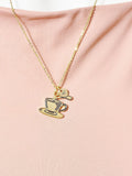 Gold Manual Coffee Bean Grinder Charm Necklace for Women, N6739