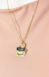 Gold Coffee Cup and Saucer Charm Necklace for Women, N6741