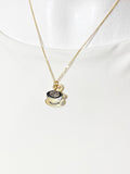Gold Coffee Cup and Saucer Charm Necklace for Women, N6741