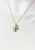 Gold Manual Coffee Bean Grinder Charm Necklace for Women, N6742