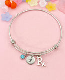 Silver Pharmacist Rx Charm Bracelet for Women, N2162B