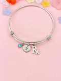 Silver Pharmacist Rx Charm Bracelet for Women, N2162B