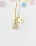 Gold Cute Gray Ghost Charm Necklace, Halloween Jewelry Gift for Girl or Women N6013G