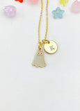 Gold Ghost Charm Necklace, Initial Pendant, Halloween Jewelry