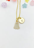 Gold Ghost Charm Necklace, Initial Pendant, Halloween Jewelry