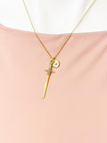 Gold Cross Sword Charm Necklace, N6743