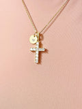 Gold Cross Necklace with Cubic Zirconia Bail– Gift for Faith, Strength & Inspiration, N6802