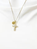 Gold Cross Necklace with Cubic Zirconia Bail– Gift for Faith, Strength & Inspiration, N6802