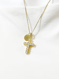 Gold Cross Necklace with Cubic Zirconia Bail– Gift for Faith, Strength & Inspiration, N6802