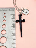 Black Cross Sword Charm Necklace, N6744