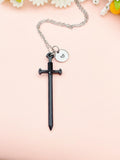 Black Cross Sword Charm Necklace, N6745