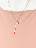 Gold Large Red Matchstick Charm Necklace for Women, N6746