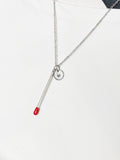 Silver Large Red Matchstick Charm Necklace for Women, N6747