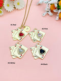 Gold King Queen Ace of Heart Charm Necklace for Women, N6748