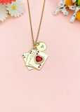 Gold King Queen Ace of Heart Charm Necklace for Women, N6748