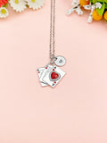 Silver King Queen Ace of Heart Charm Necklace, N6749
