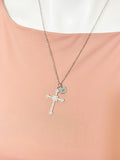 Silver Cross Charm Necklace, N6752