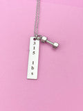 Silver Dumbbell Weightlifting Charm Necklace, N6755
