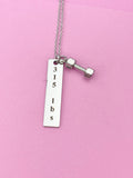 Silver Dumbbell Weightlifting Charm Necklace, N6755