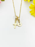 18K Gold Plated Cross Necklace with Cubic Zirconia Bail – Faith Gift Jewelry, N6805