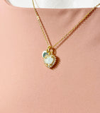 Gold Heart Synthetic Opal Charm Necklace – Dainty Gift for Her, N6810