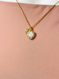 Gold Heart Synthetic Opal Charm Necklace – Dainty Gift for Her, N6810