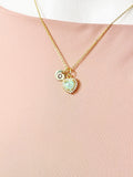 Gold Heart Synthetic Opal Charm Necklace – Dainty Gift for Her, N6812