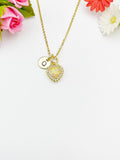 Gold Heart Synthetic Opal Charm Necklace – Dainty Gift for Her, N6813