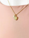 Gold Heart Synthetic Opal Charm Necklace – Dainty Gift for Her, N6813