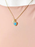 Gold Heart Synthetic Opal Charm Necklace – Dainty Gift for Her, N6811