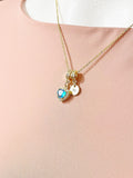 Gold Dark Turquoise Heart Cubic Zirconia Charm Necklace – Dainty Gift for Her, N6816