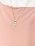 Gold Cat Necklace – Bowknot, Pink Heart Cubic Zirconia Pendant