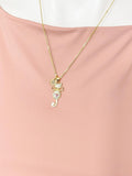 Gold Cat Necklace – Bowknot, Pink Heart Cubic Zirconia Pendant