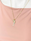 Gold Cat Necklace – Bowknot, Pink Heart Cubic Zirconia Pendant