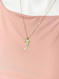 Gold Cat Necklace – Bowknot, Pink Heart Cubic Zirconia Pendant