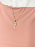Gold Cat with Bowknot Pink Heart Cubic Zirconia Pendant Necklace – Cute Gift Jewelry, N6818