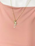 Gold Cat Necklace – Bowknot, Pink Heart Cubic Zirconia Pendant