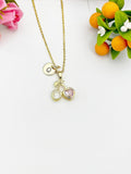 Gold Pink Cherry Heart Cubic Zirconia Pendant Necklace – Fruit Foodie Gift Jewelry, N6822